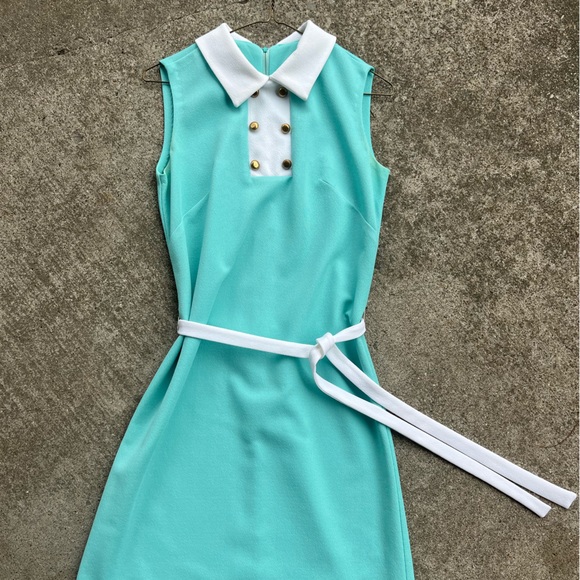 Teal mod midi dress - Picture 1 of 5